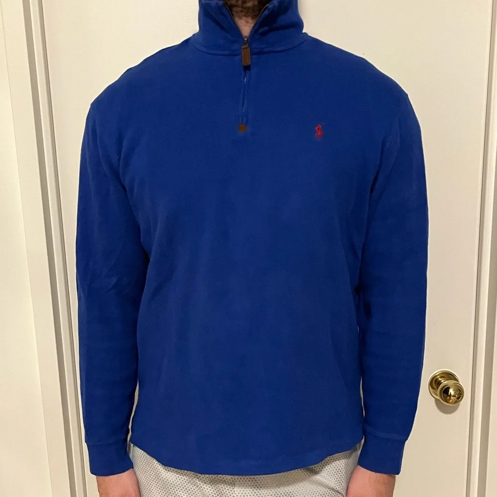 NWOT! Ralph Lauren Men's Blue Quarter-Zip Sweatshirt - Picture 1 of 6